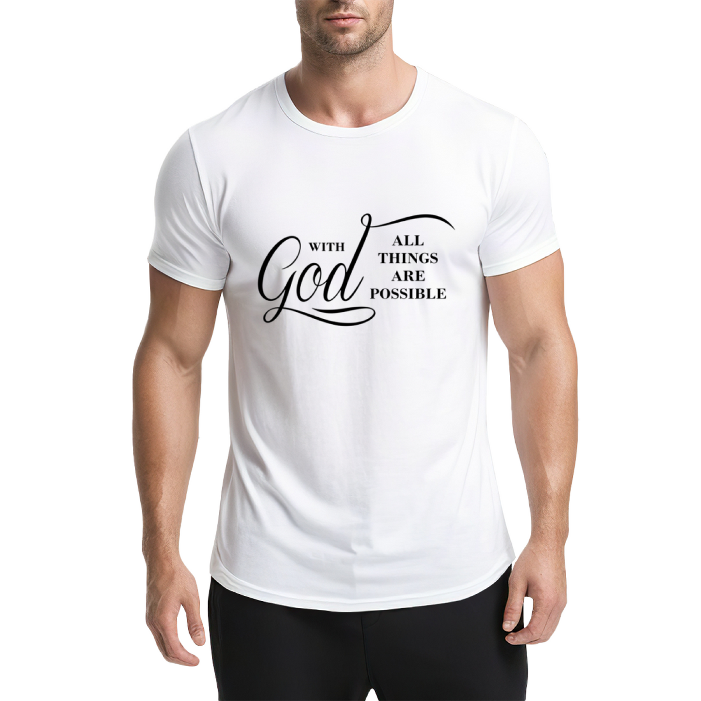 With God All Things Are Possible Clean White Religious Tee