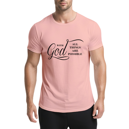 With God All Things Are Possible Clean White Religious Tee