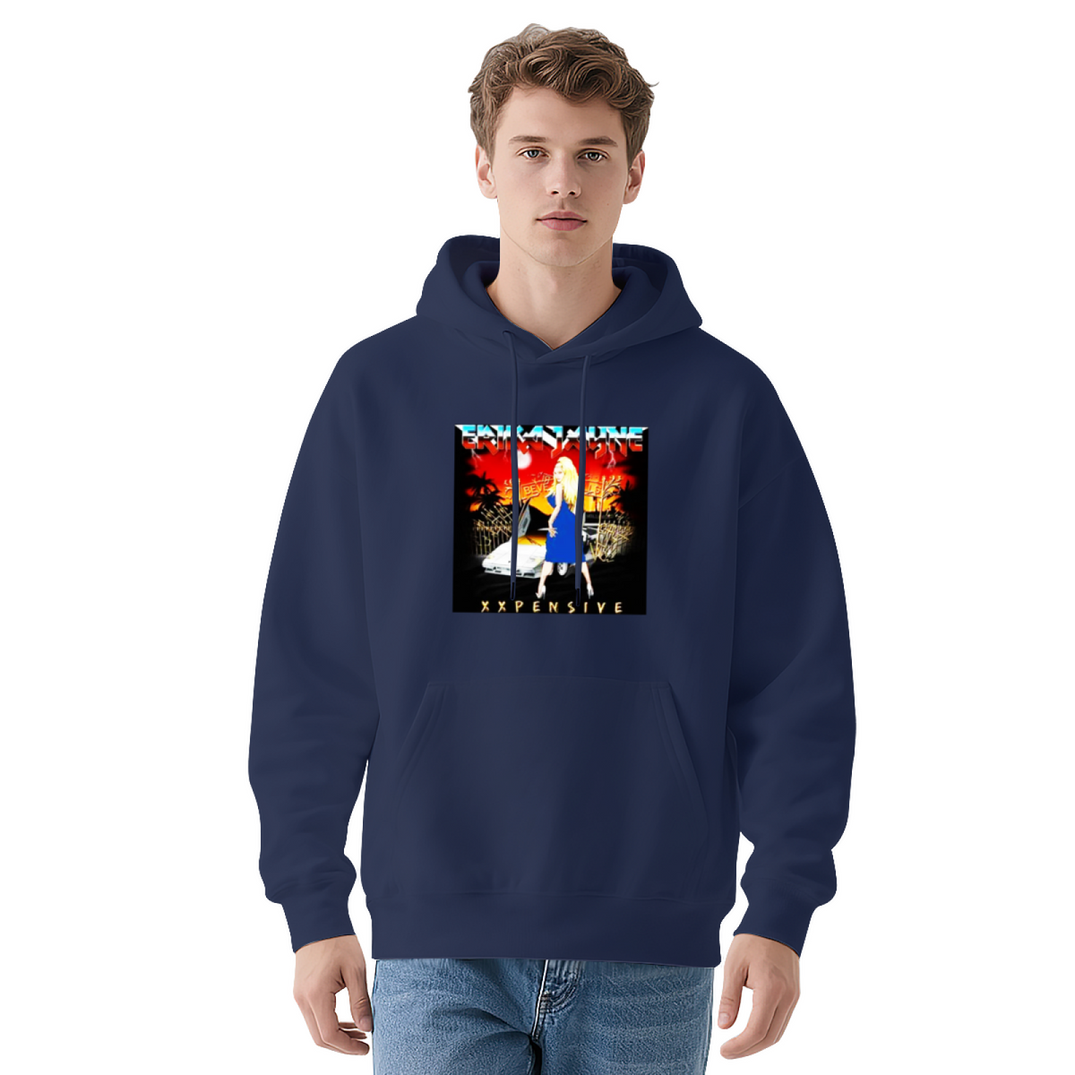 Retro Hip Hop Xxpensive Lady Graphic Hoodie, Comfort Streetwear Black Hooded Top