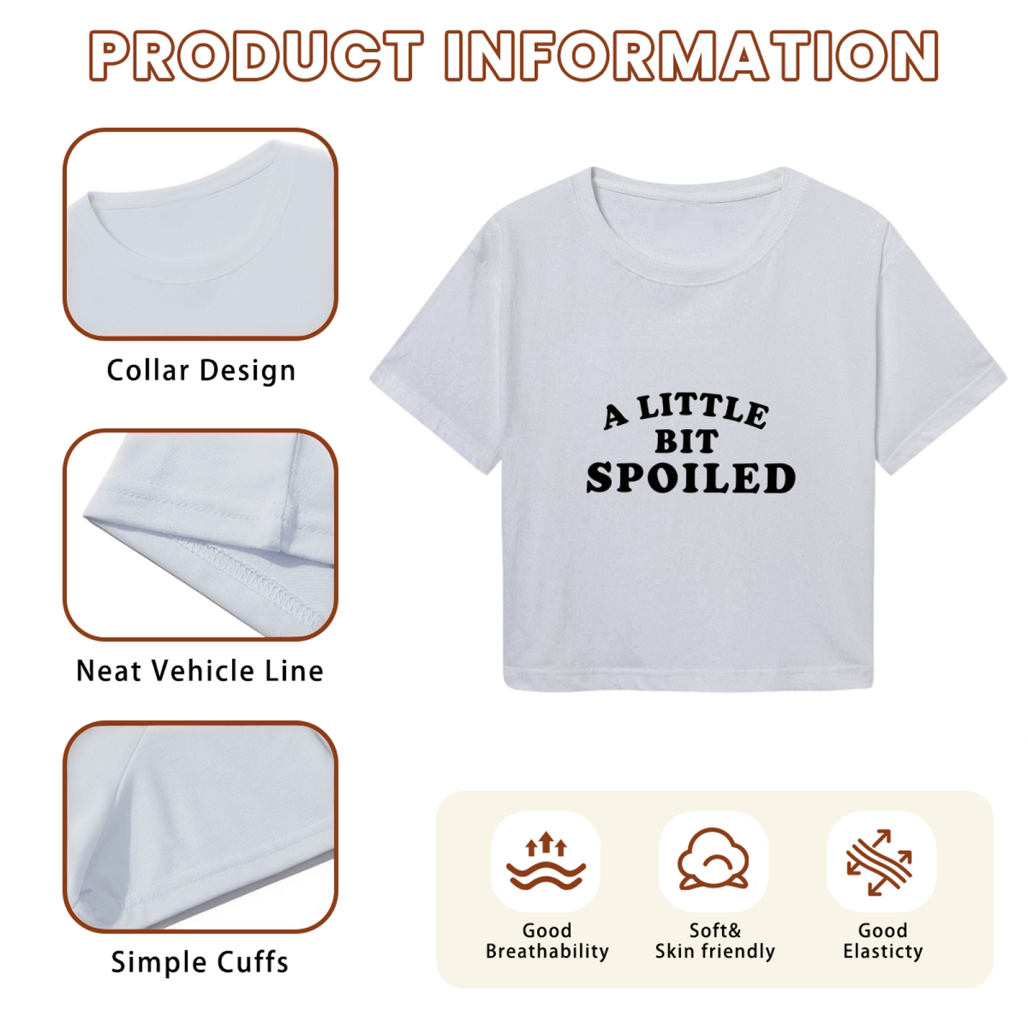 Vintage Gray Crop Top Featuring A Little Bit Spoiled Curved Text