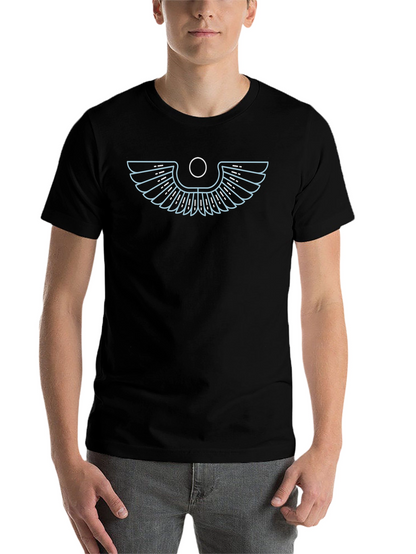 Modern Egyptian Wings Graphic Tee - Black