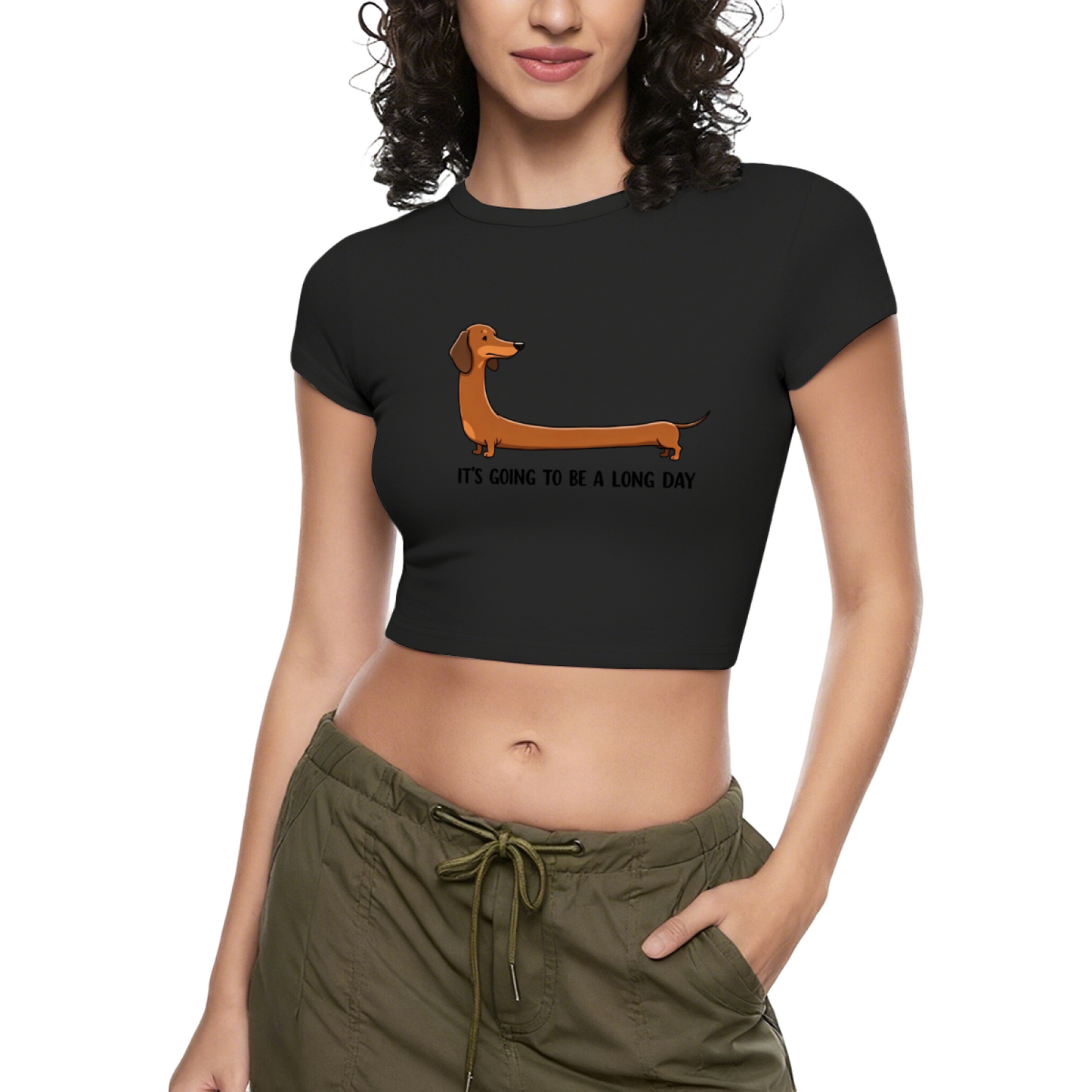 It¡¯s Going To Be A Long Day Funny Sausage Dog Crop Top