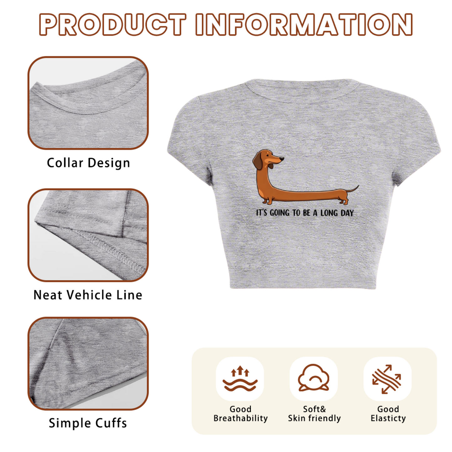 It¡¯s Going To Be A Long Day Funny Sausage Dog Crop Top