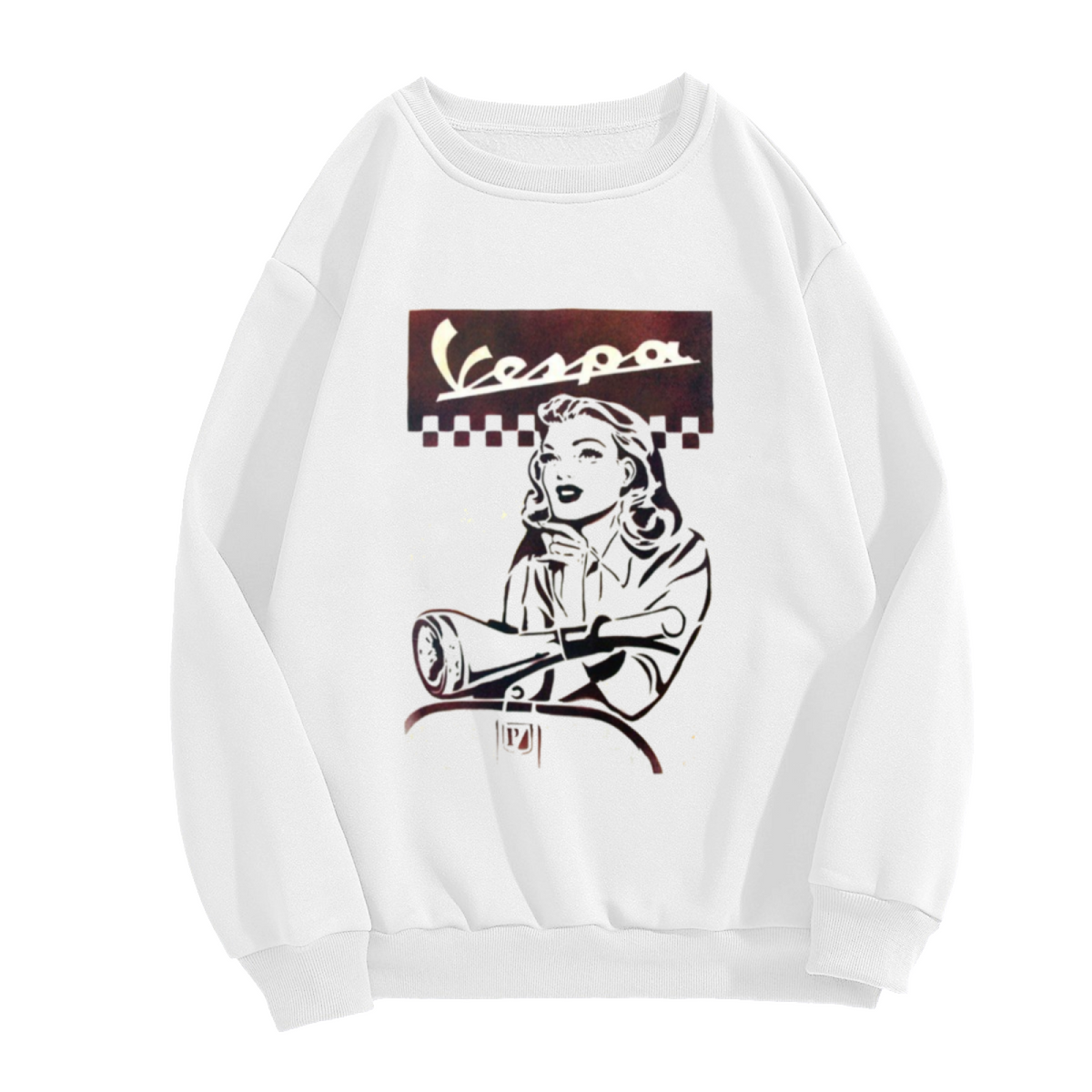 Retro Vespa Vintage Lady Art Crew Neck Sweatshirt