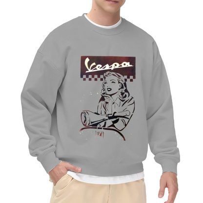 Retro Vespa Vintage Lady Art Crew Neck Sweatshirt
