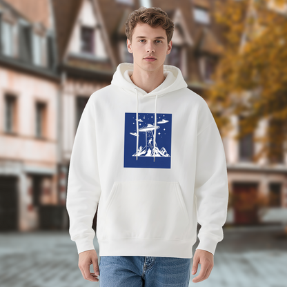 Mysterious UFO Mountain Alien Abduction Graphic Hoodie