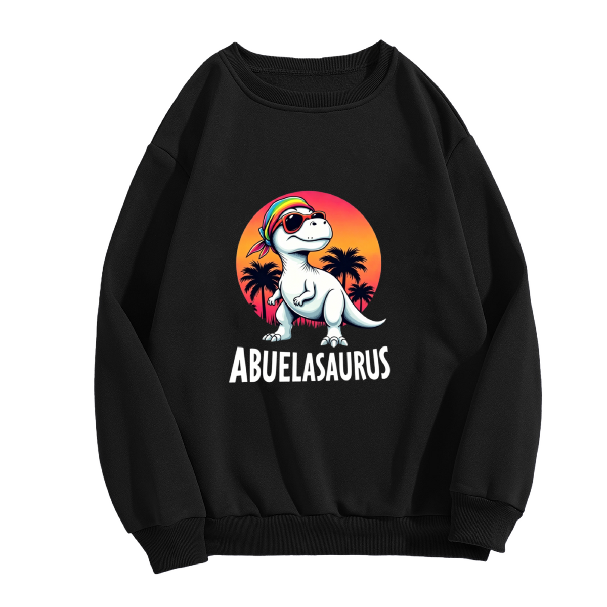 Cool Abuelasaurus Dinosaur Retro Sunset Crewneck Sweatshirt