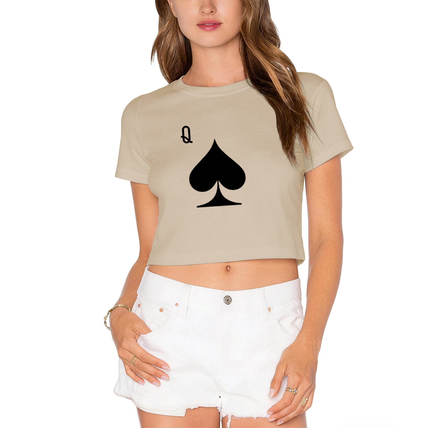 Queen of Spades Retro Poker Red Crop Top