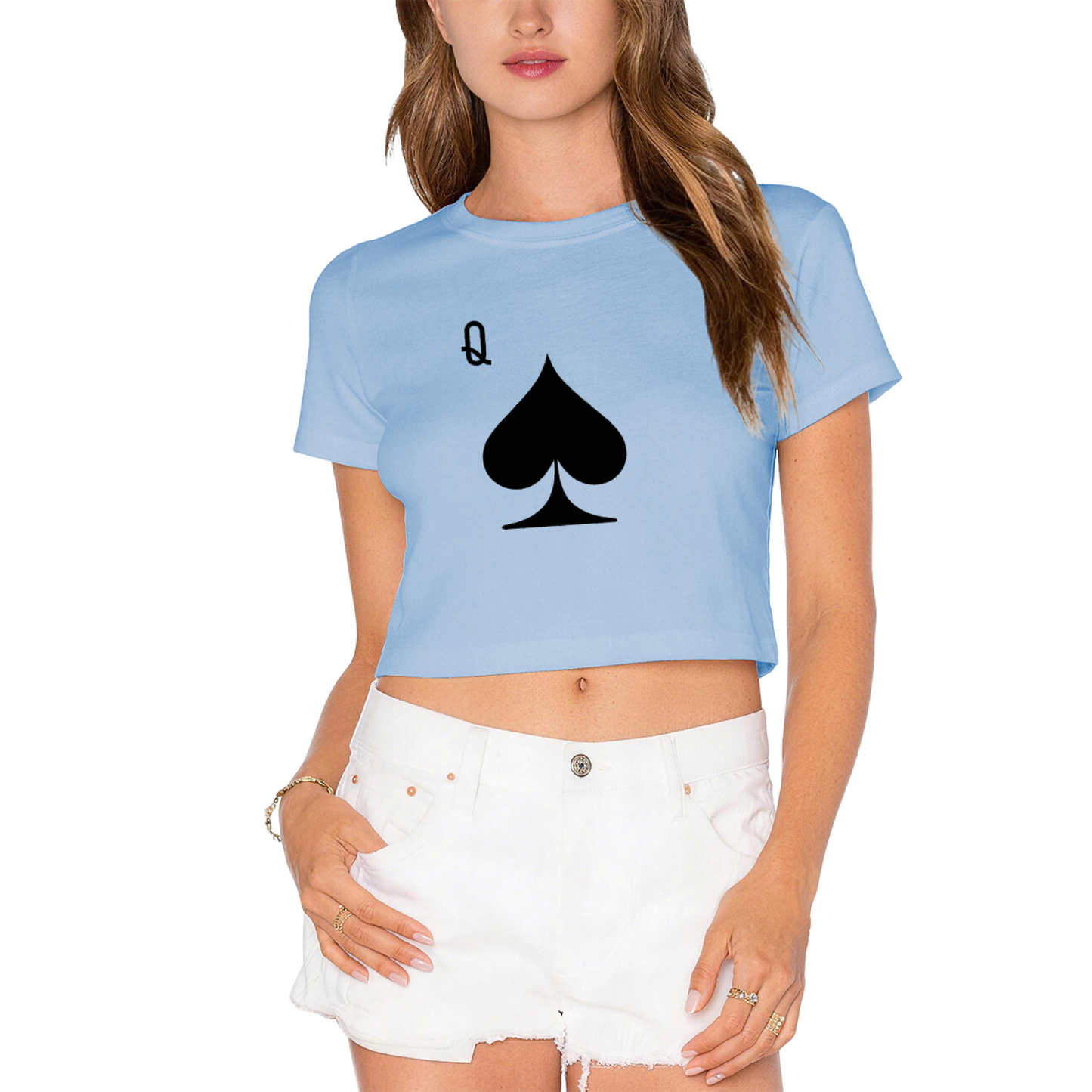 Queen of Spades Retro Poker Red Crop Top