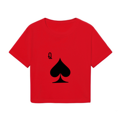 Queen of Spades Retro Poker Red Crop Top