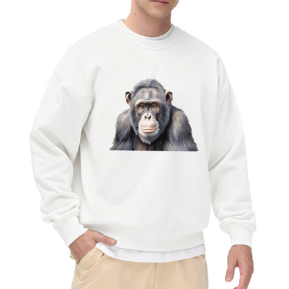 Realistic Chimpanzee Wildlife Animal Art Crew Neck Sweatshirt