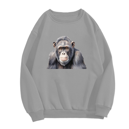 Realistic Chimpanzee Wildlife Animal Art Crew Neck Sweatshirt