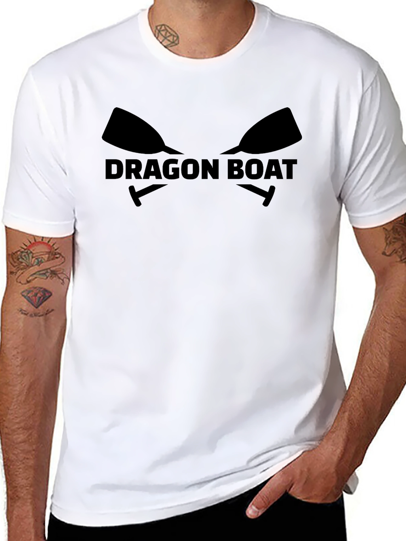 Dragon Boat T-Shirt - Paddles & Text Design