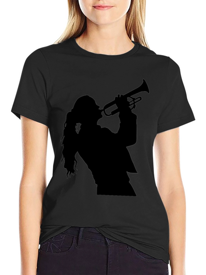 Trumpet Player Graphic Tee - Black Cotton