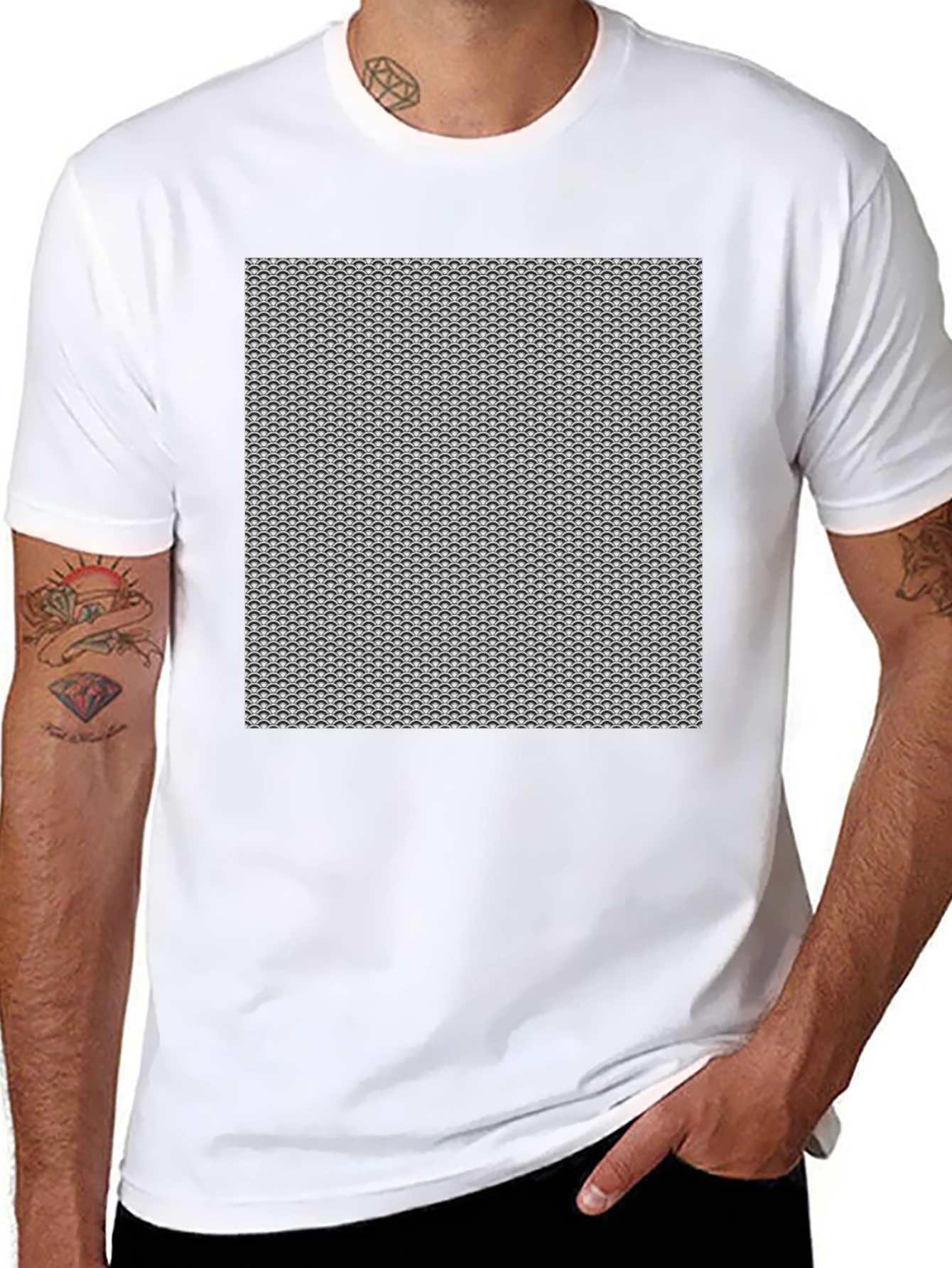 Chainmail Pattern Black T-Shirt