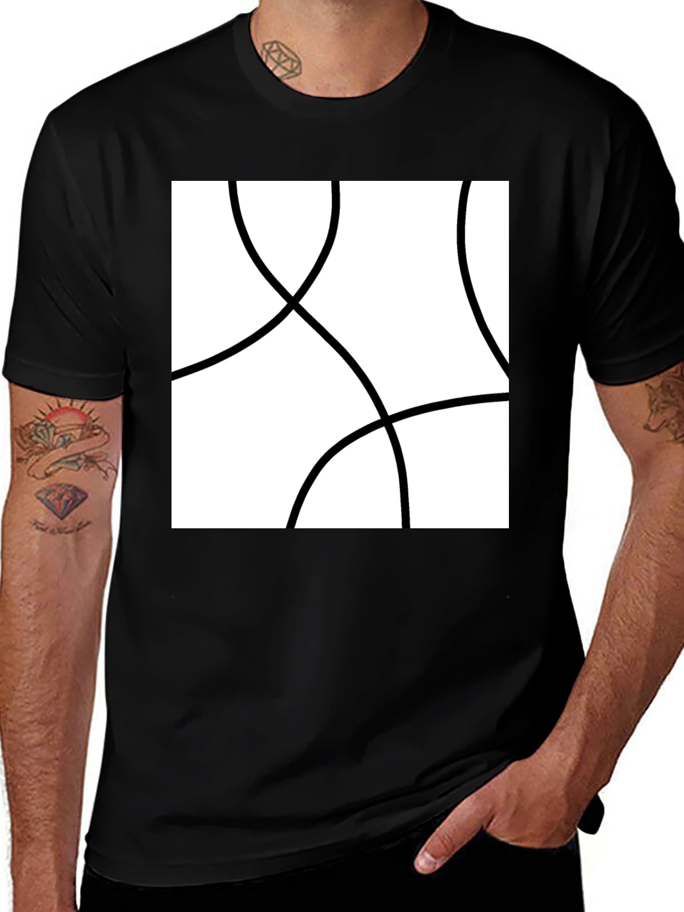 Abstract Circle Graphic Tee - Modern Black T-Shirt