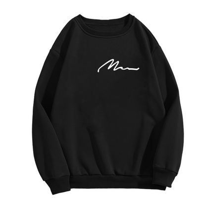 Simple Cursive Signature Minimalist Black Fake Two?Piece Sweatshirt