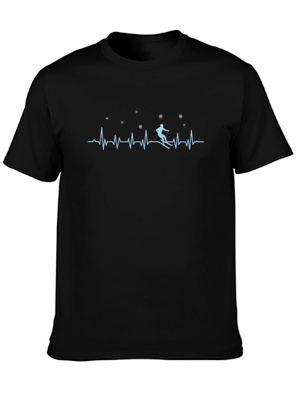 Skiing Heartbeat T-Shirt - Winter Sports Apparel
