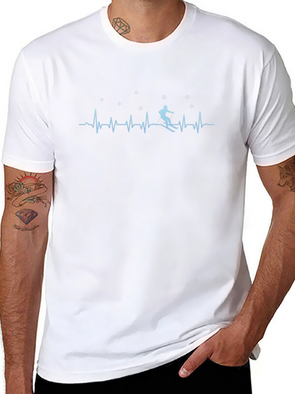 Skiing Heartbeat T-Shirt - Winter Sports Apparel