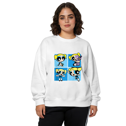 Bubbles Four?Panel Cartoon Character Crewneck Sweatshirt