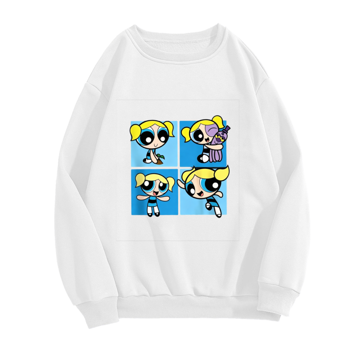 Bubbles Four?Panel Cartoon Character Crewneck Sweatshirt