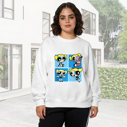 Bubbles Four?Panel Cartoon Character Crewneck Sweatshirt