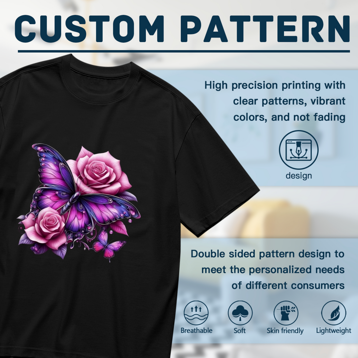 Soft Blue Poppy Wildflower Minimal Art Tee