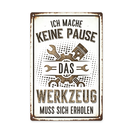 Black Background Mechanic Workshop Vintage Rust Tin Sign