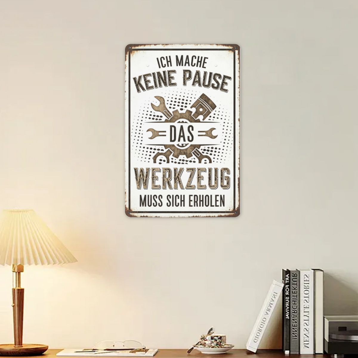 Black Background Mechanic Workshop Vintage Rust Tin Sign