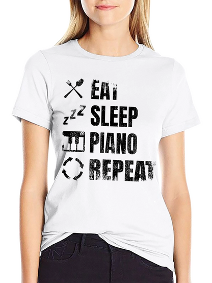 Eat Sleep Piano Repeat Black T-Shirt