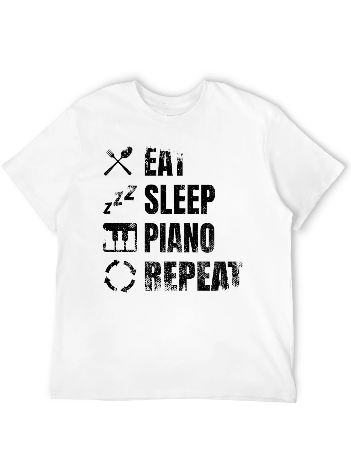 Eat Sleep Piano Repeat Black T-Shirt