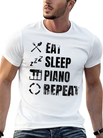 Eat Sleep Piano Repeat Black T-Shirt