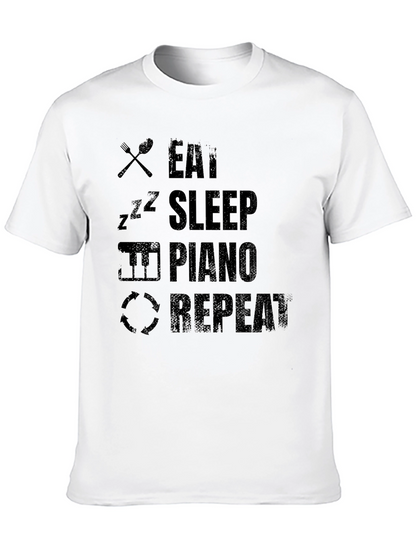 Eat Sleep Piano Repeat Black T-Shirt