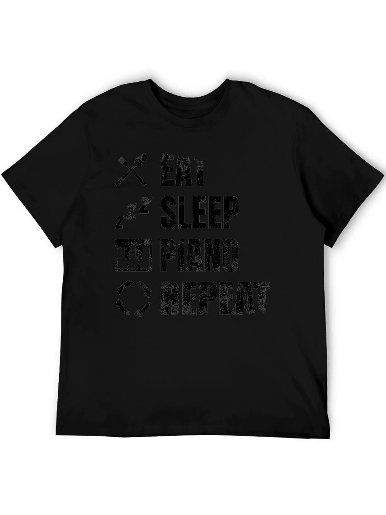 Eat Sleep Piano Repeat Black T-Shirt