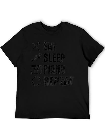 Eat Sleep Piano Repeat Black T-Shirt