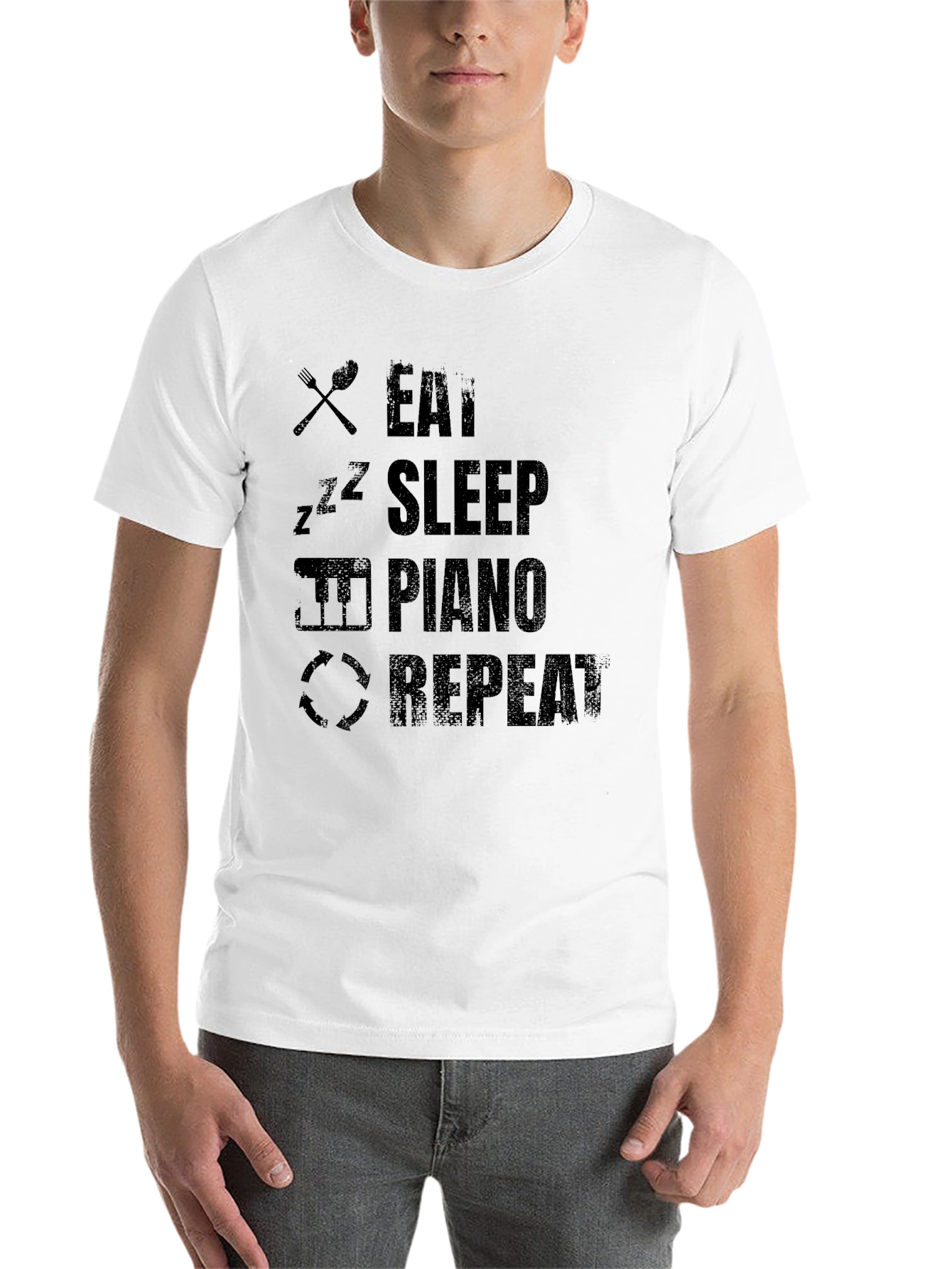 Eat Sleep Piano Repeat Black T-Shirt
