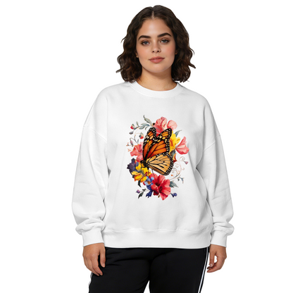 Vivid Monarch Butterfly With Wild Blooms Crewneck Sweatshirt