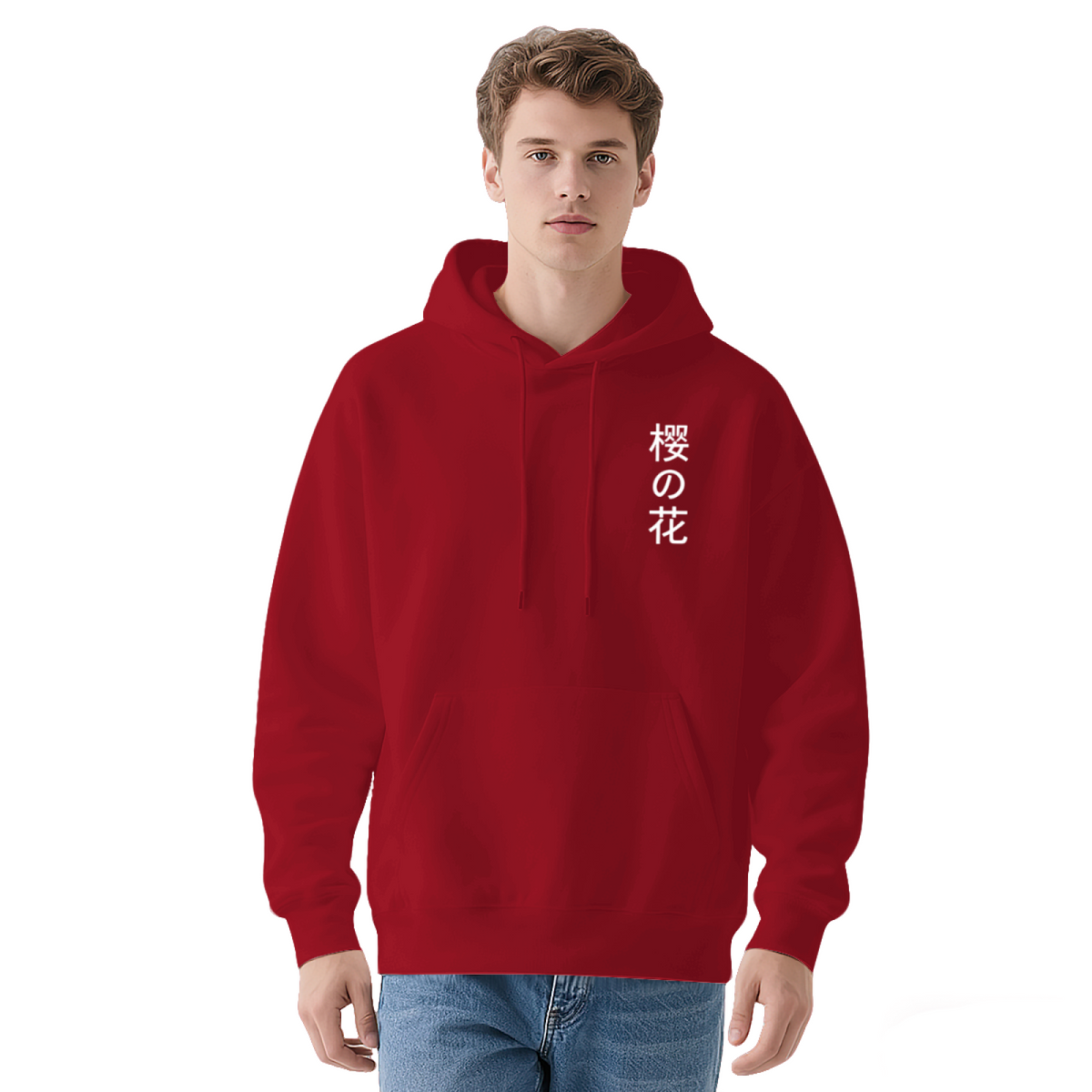 Sakura Japanese Kanji Print Red Fashion Hoodie