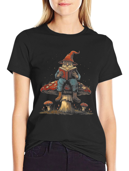 Wizard on Mushroom T-Shirt - Whimsical Design