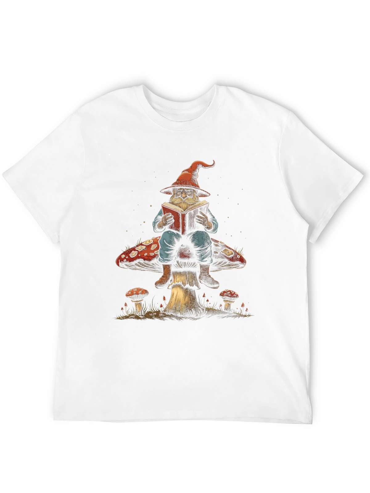 Wizard on Mushroom T-Shirt - Whimsical Design
