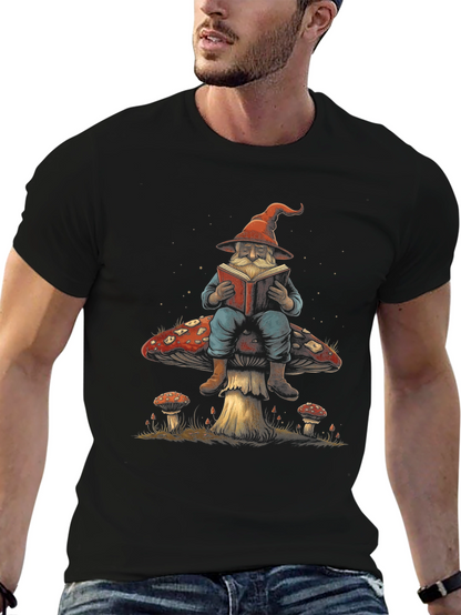 Wizard on Mushroom T-Shirt - Whimsical Design
