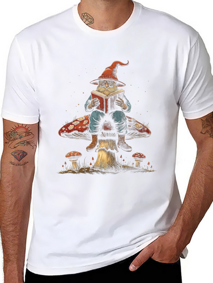 Wizard on Mushroom T-Shirt - Whimsical Design