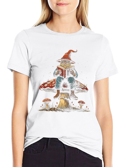 Wizard on Mushroom T-Shirt - Whimsical Design