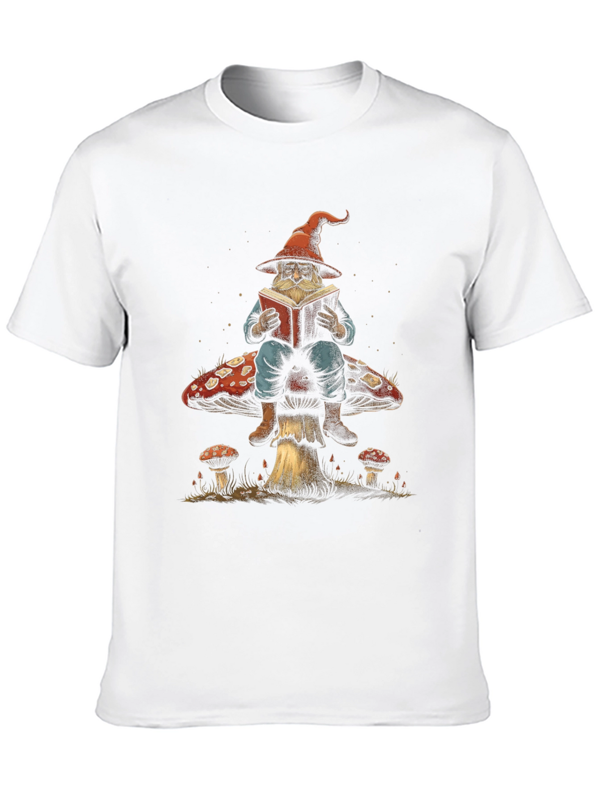 Wizard on Mushroom T-Shirt - Whimsical Design