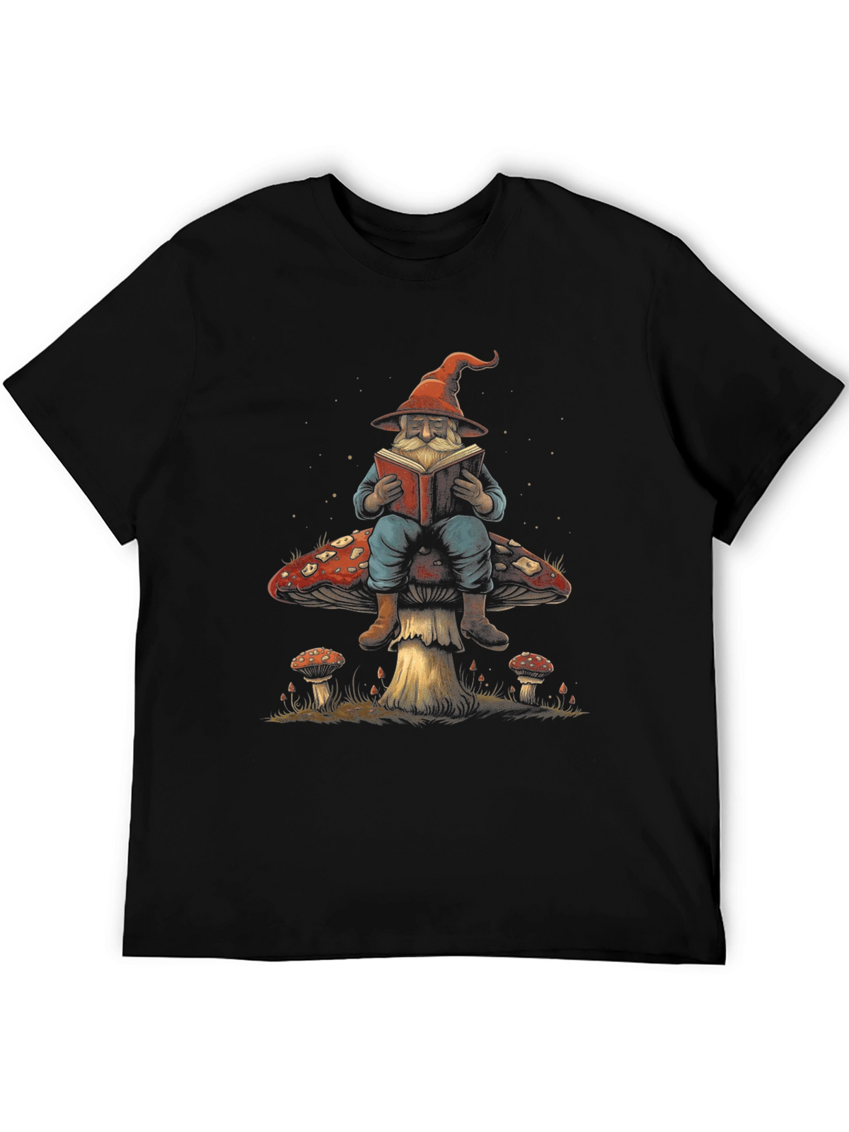 Wizard on Mushroom T-Shirt - Whimsical Design