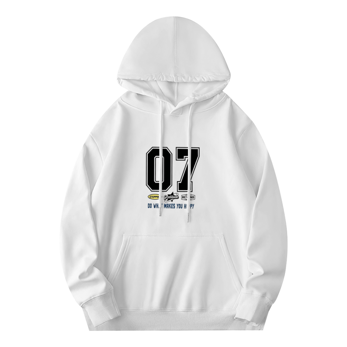 Retro 07 Number Graphic Casual Pullover Hoodie