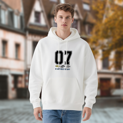 Retro 07 Number Graphic Casual Pullover Hoodie