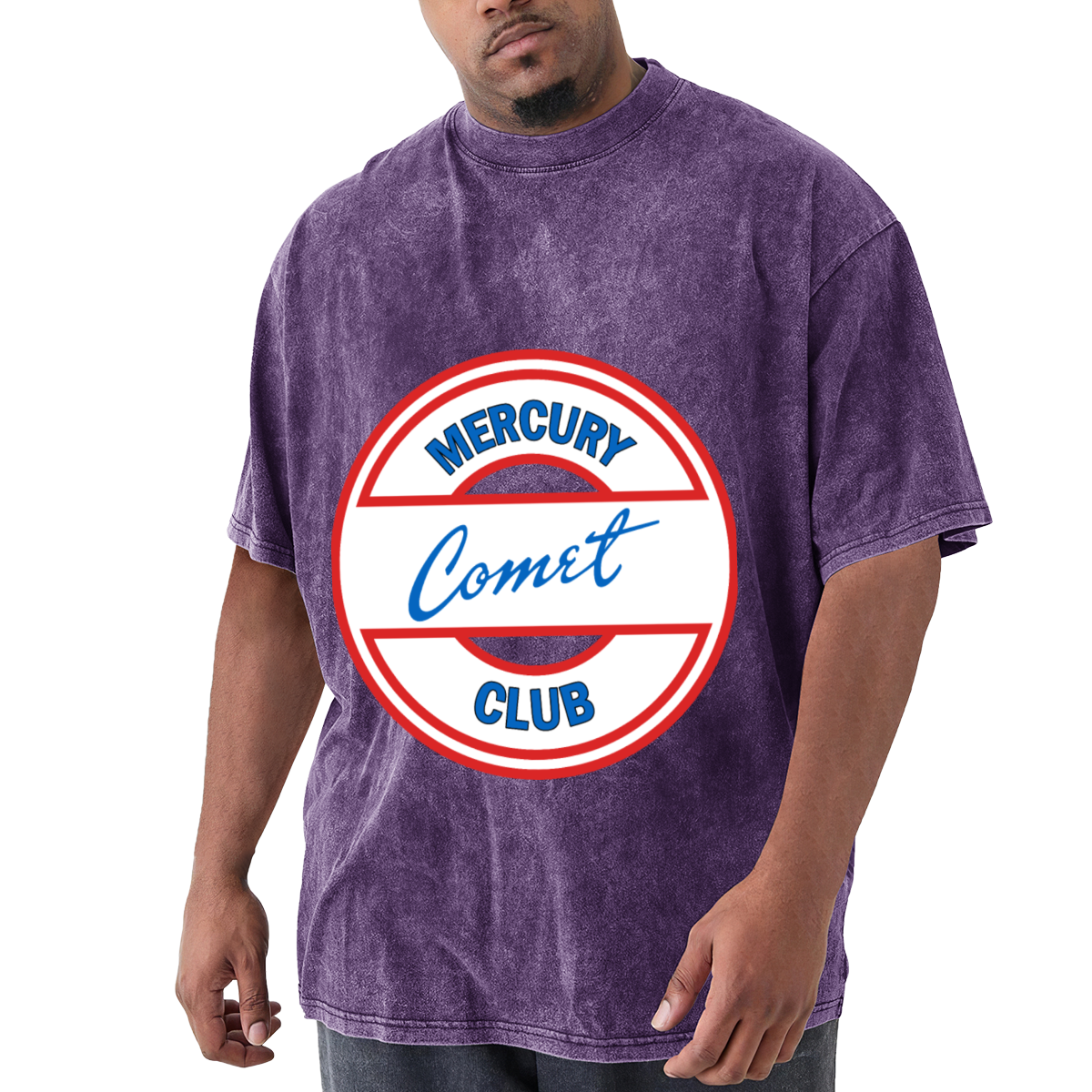 Mercury Comet Club Round Retro Logo Vintage Washed T-Shirt