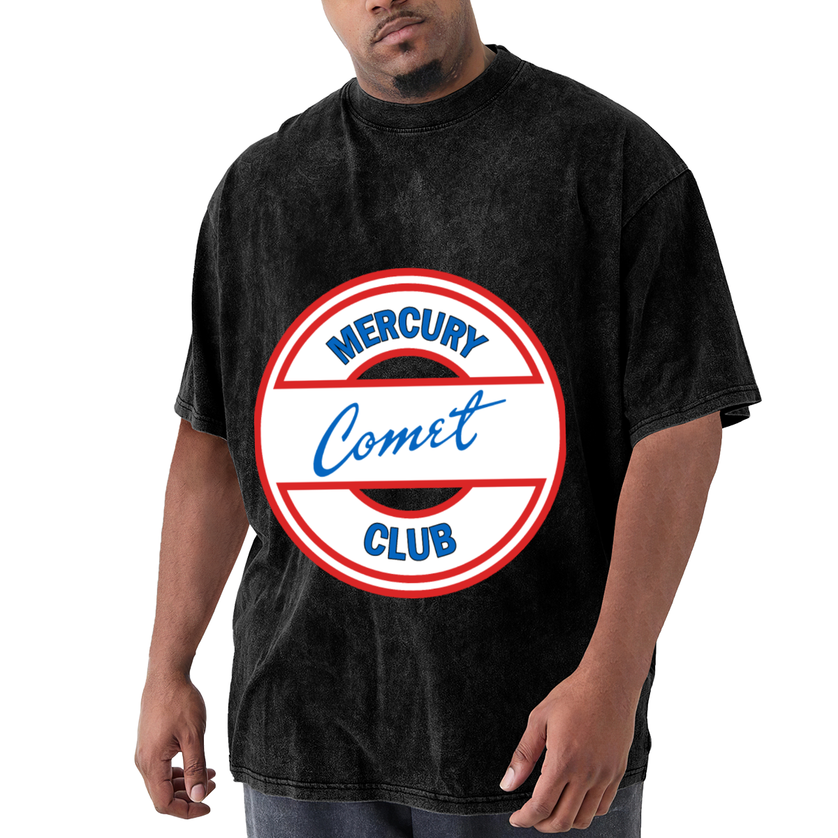 Mercury Comet Club Round Retro Logo Vintage Washed T-Shirt