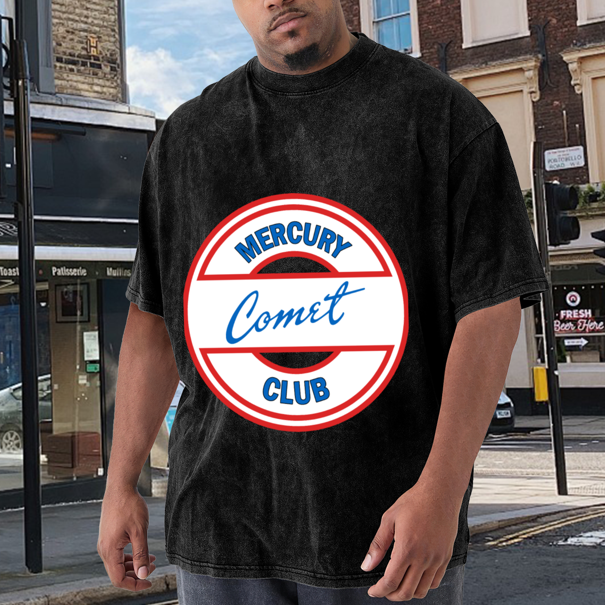 Mercury Comet Club Round Retro Logo Vintage Washed T-Shirt